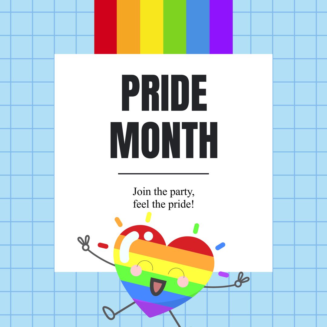 Colorful Pride Month Celebration Design with Rainbow Heart