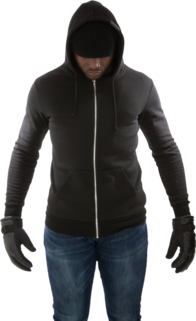 Hooded African American Man with Gloves on Transparent Background - Download Free Stock Images Pikwizard.com