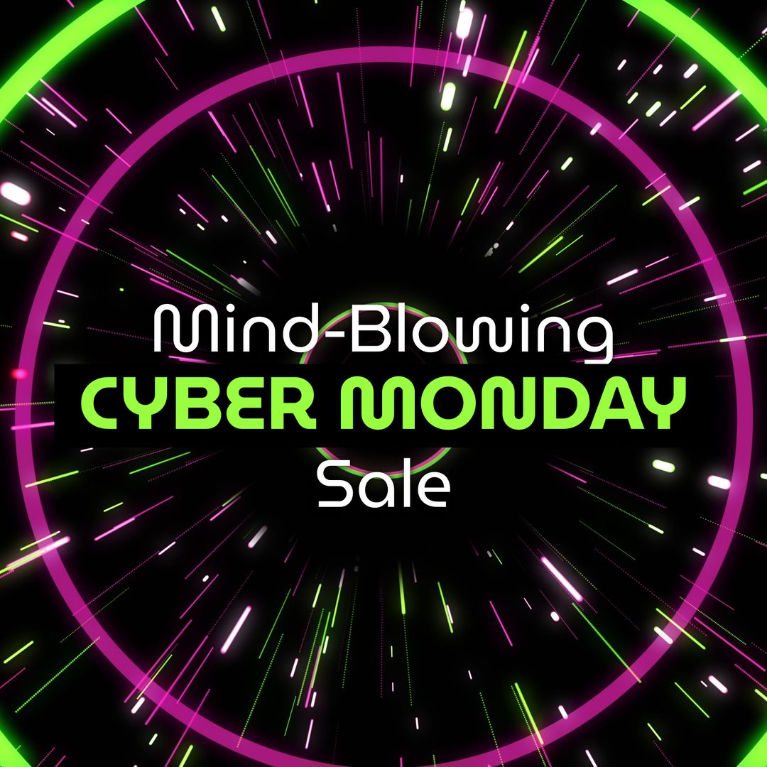 Cyber Monday Sale with Vibrant Neon Light Explosion