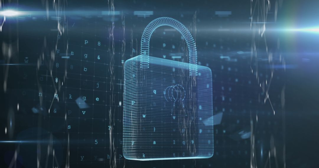 Digital Security Padlock in Futuristic Data Interface