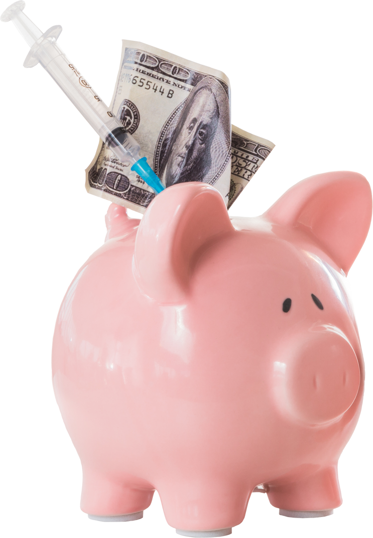 Piggy Bank with Syringe and Dollar Bill on Transparent Background - Healthcare and Finances - Download Free Stock Images Pikwizard.com