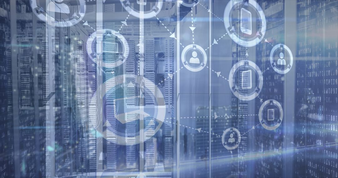 Futuristic Digital Connection Interface in Server Room