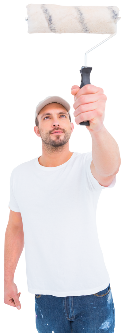 Handyman Holding Paint Roller Transparent Background - Download Free Stock Images Pikwizard.com