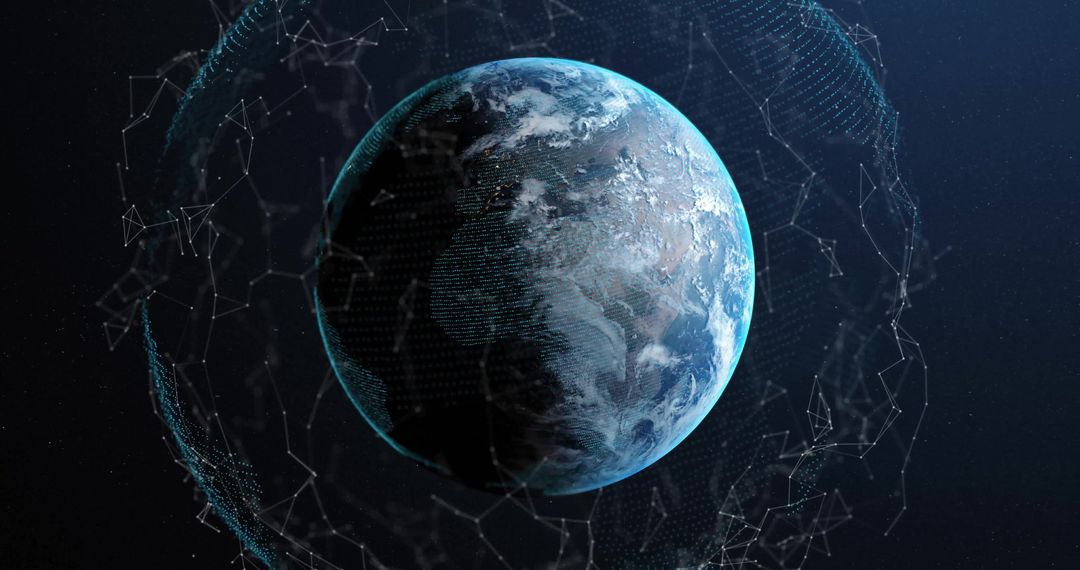 Digital Network Connecting Earth Highlighting Global Connections