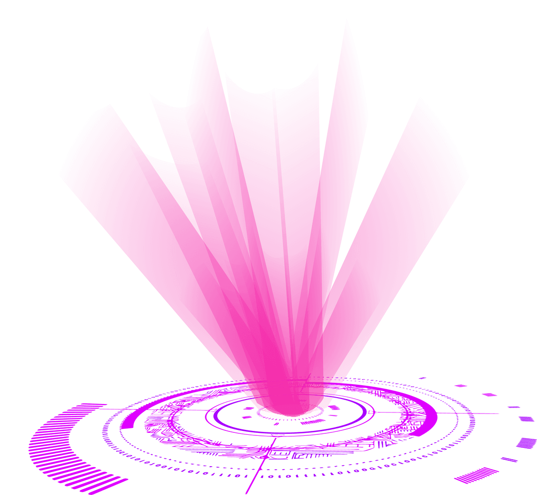 Transparent Holographic Data Hub Emitting Magenta Light Beams