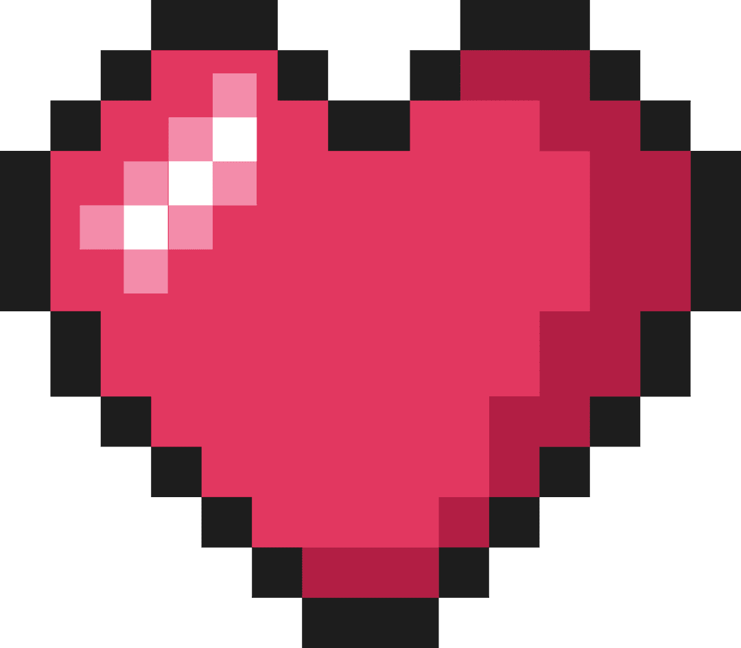 Pixelated Heart Icon on Transparent Background Vector Art