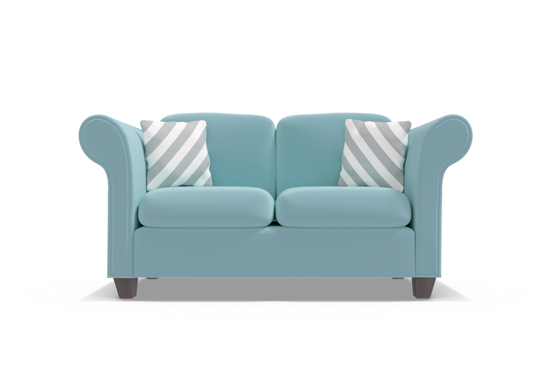 Transparent 3D Render of Blue Sofa with Cushions on White Background - Download Free Stock Images Pikwizard.com