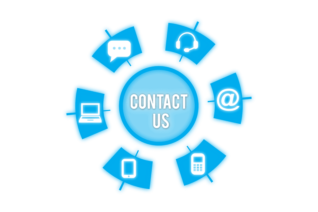 Contact Us Icons with Text on Transparent Background