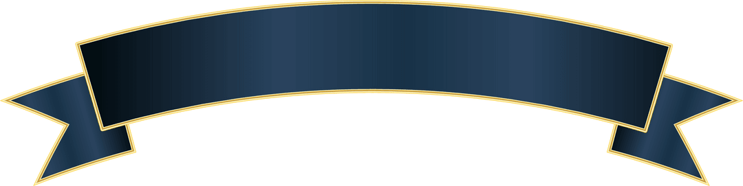 Elegant Dark Blue Banner with Gold Trim on Transparent Background