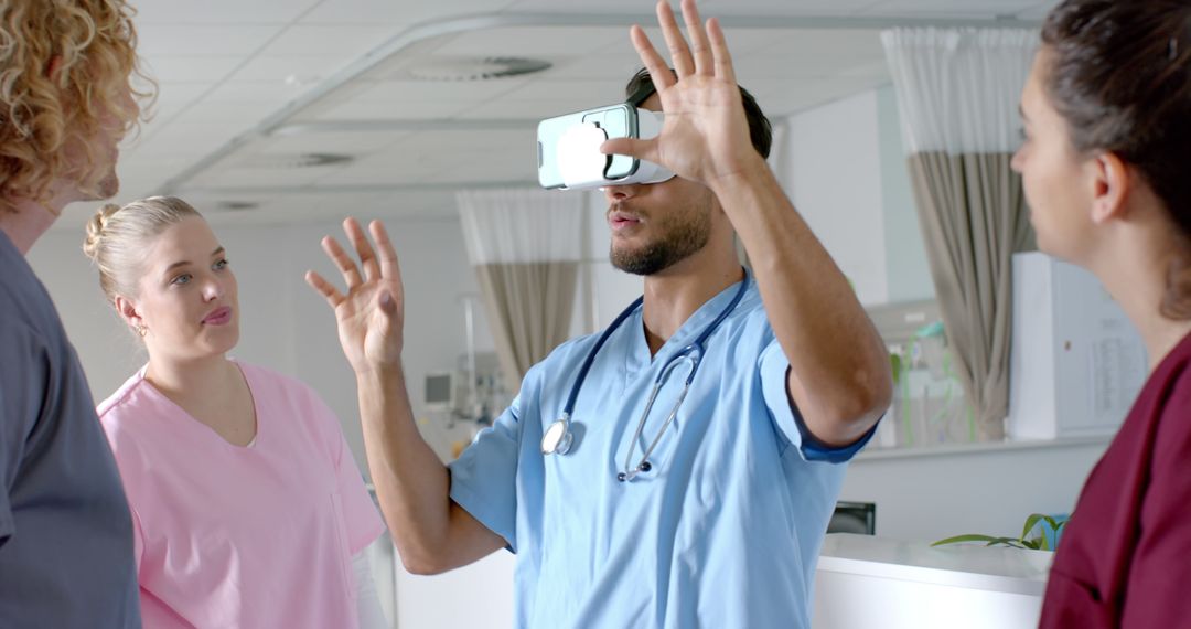 Medical Team Using VR Headset for Training in Hospital - Free Images, Stock Photos and Pictures on Pikwizard.com