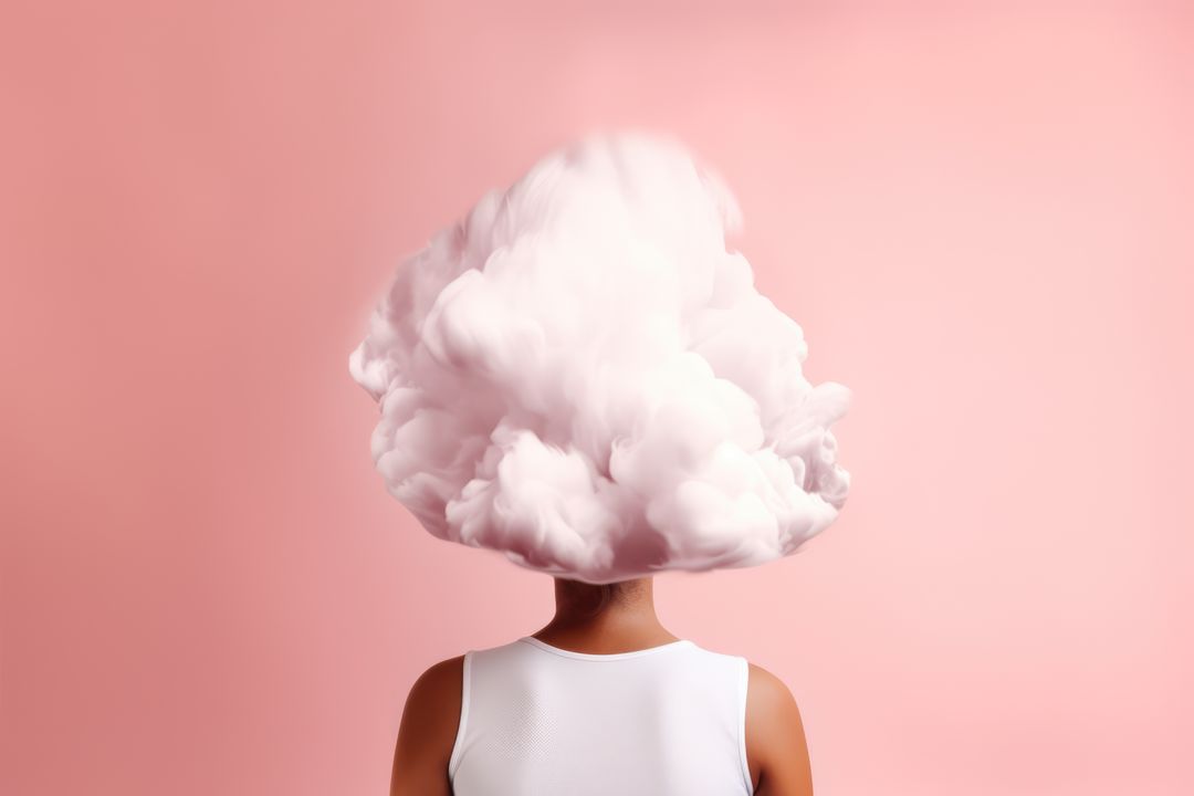 Woman with face covered by cloud on pink background, created using generative ai technology - Free Images, Stock Photos and Pictures on Pikwizard.com