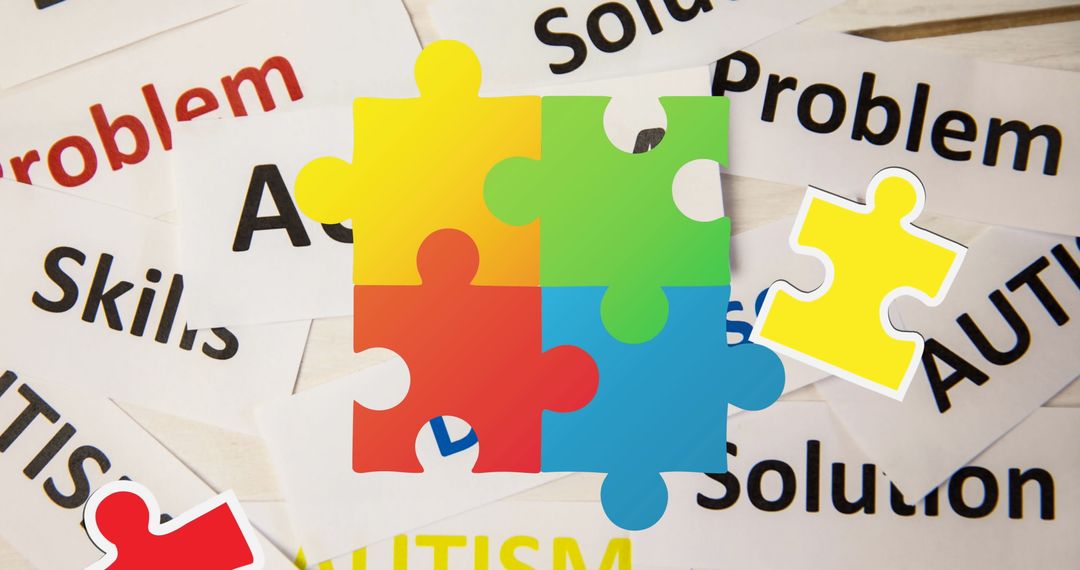 Colorful Puzzle Pieces Emphasizing Autism Awareness and Support