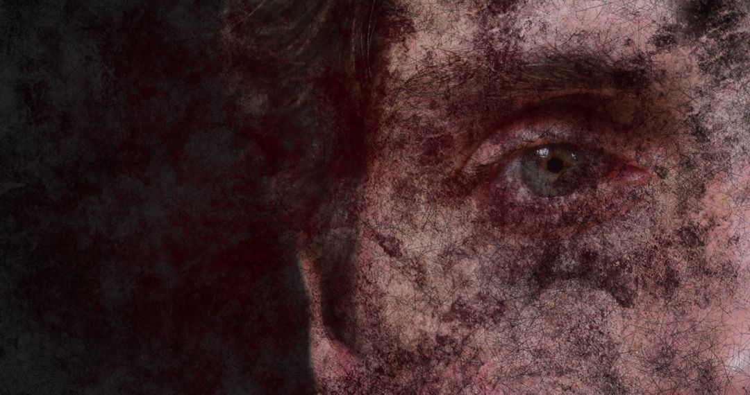 Digital Aesthetic with Fragmented Human Face and Abstract Patterns