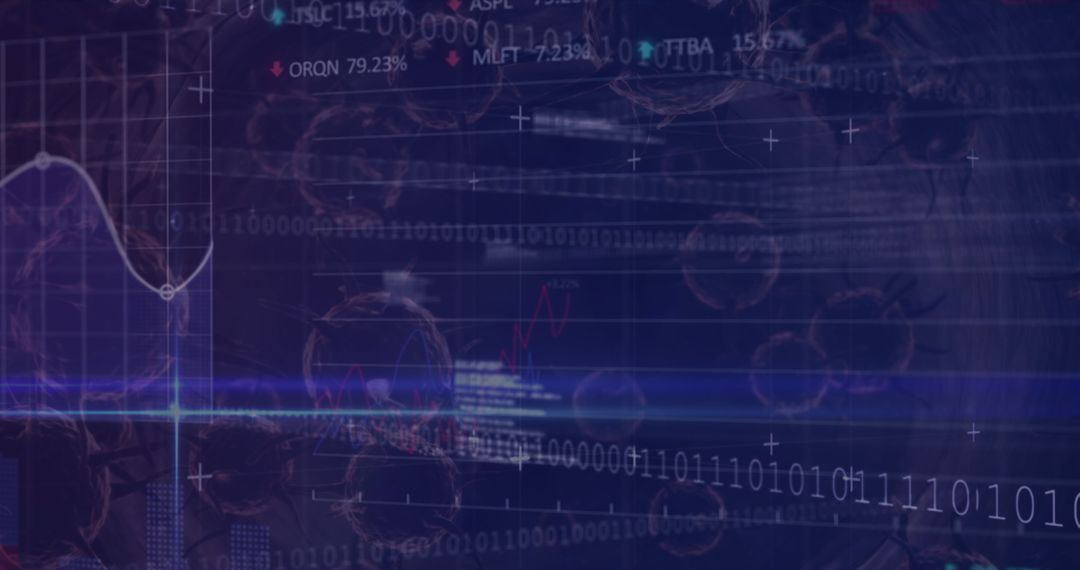 Digital Data and Graphs Overlay on Futuristic Background