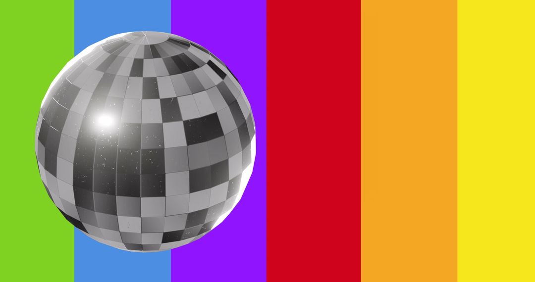 Reflective Disco Ball on Vibrant Rainbow Background - Free Images, Stock Photos and Pictures on Pikwizard.com