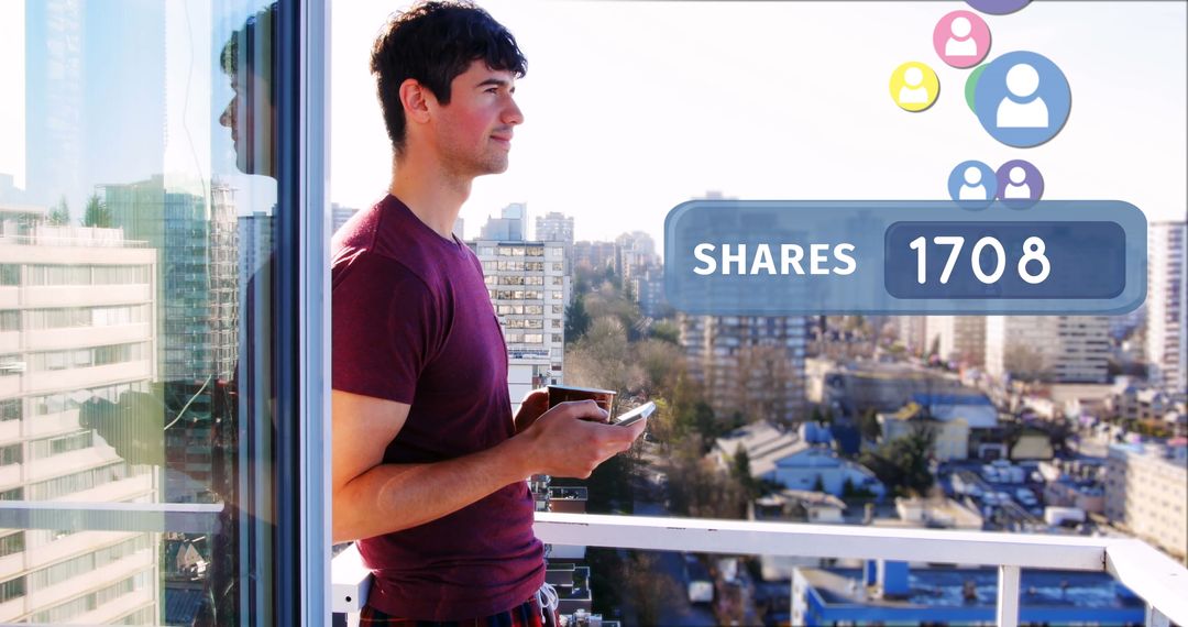 Man Checking Phone as Social Media Shares Increase