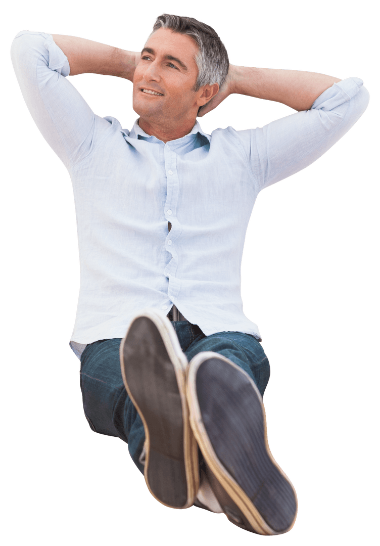 Relaxed Businessman Resting on Transparent Background