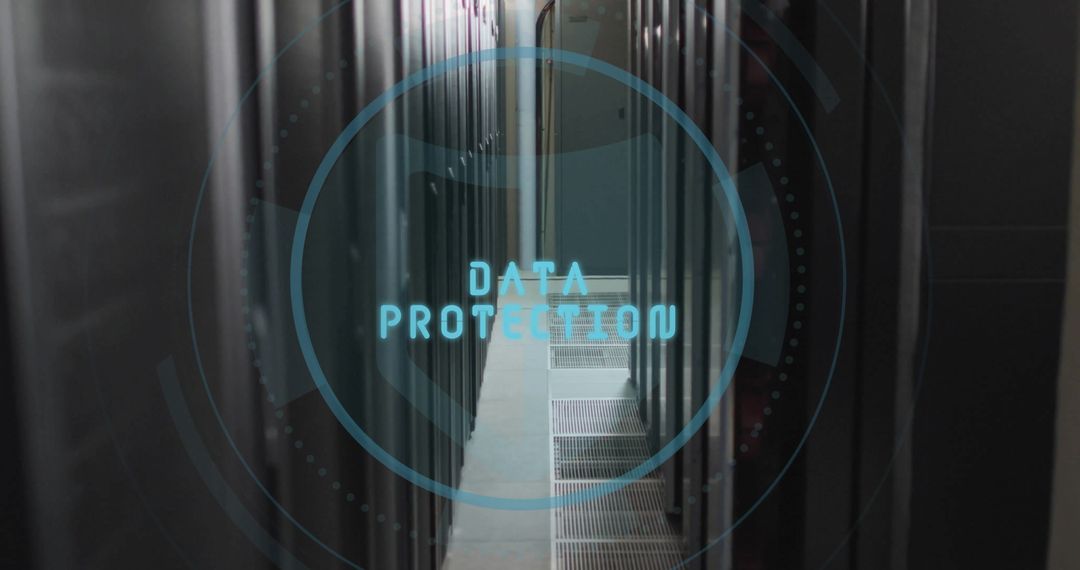Data Protection Concept Over Modern Server Racks