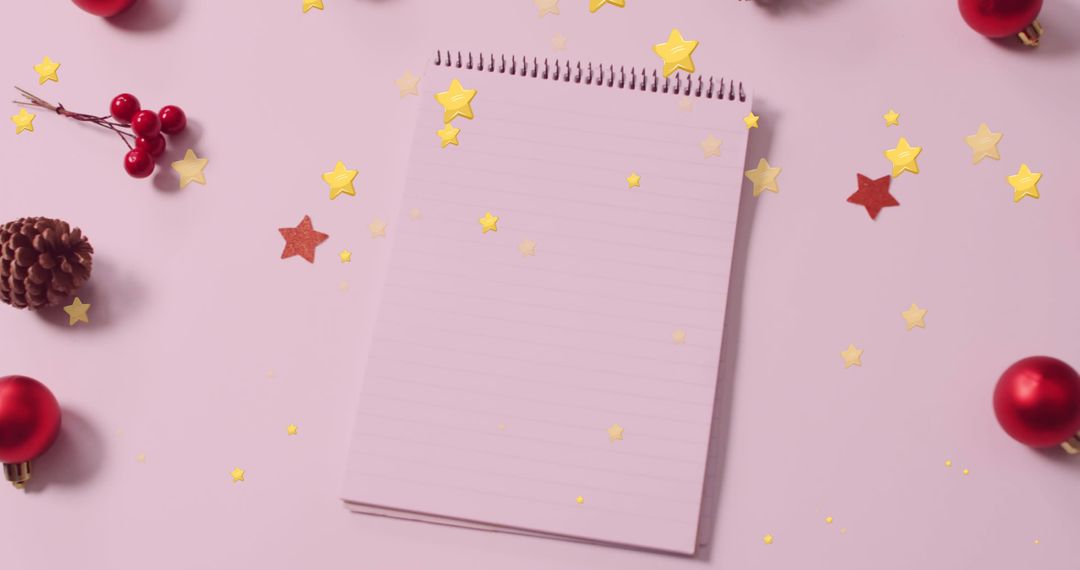 Festive Notepad with Stars and Christmas Decor