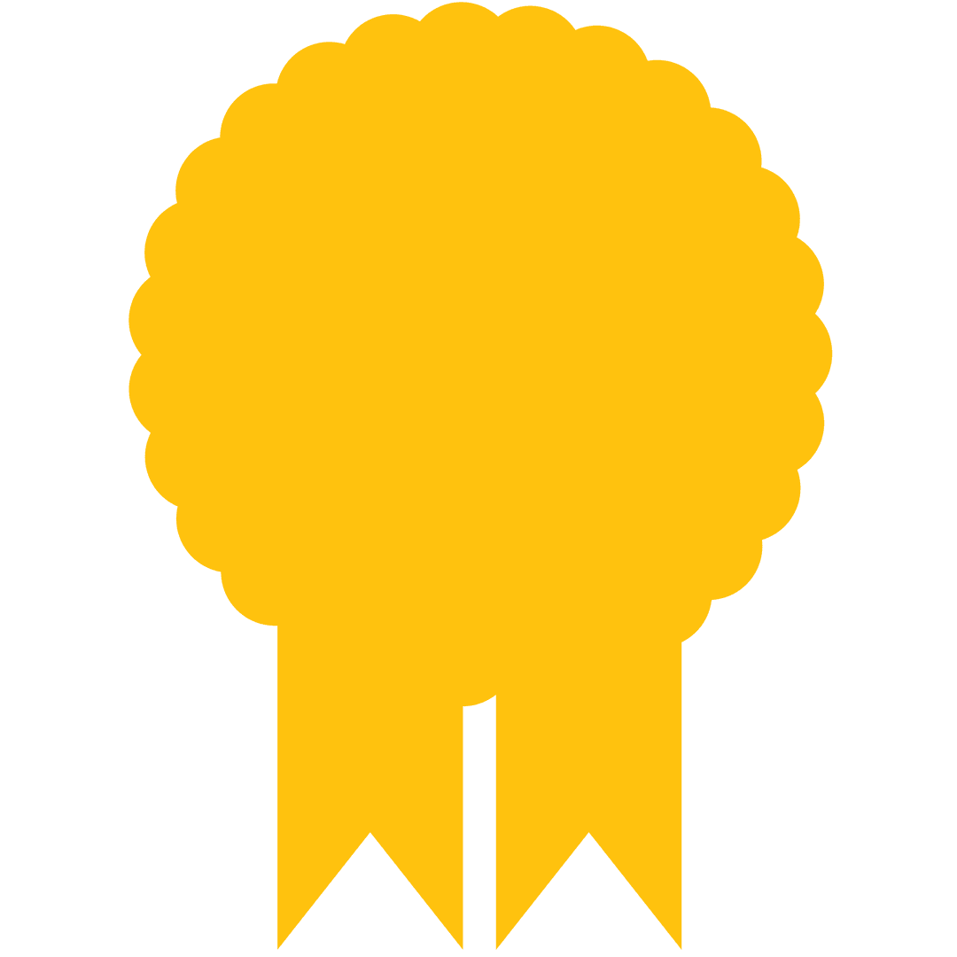 Big Yellow Cotillion Ribbon Badge on Transparent Background