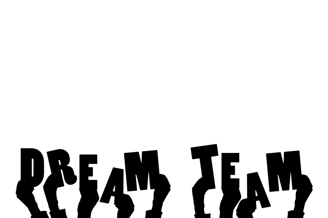 Hands Holding Dream Team Text on Transparent Background