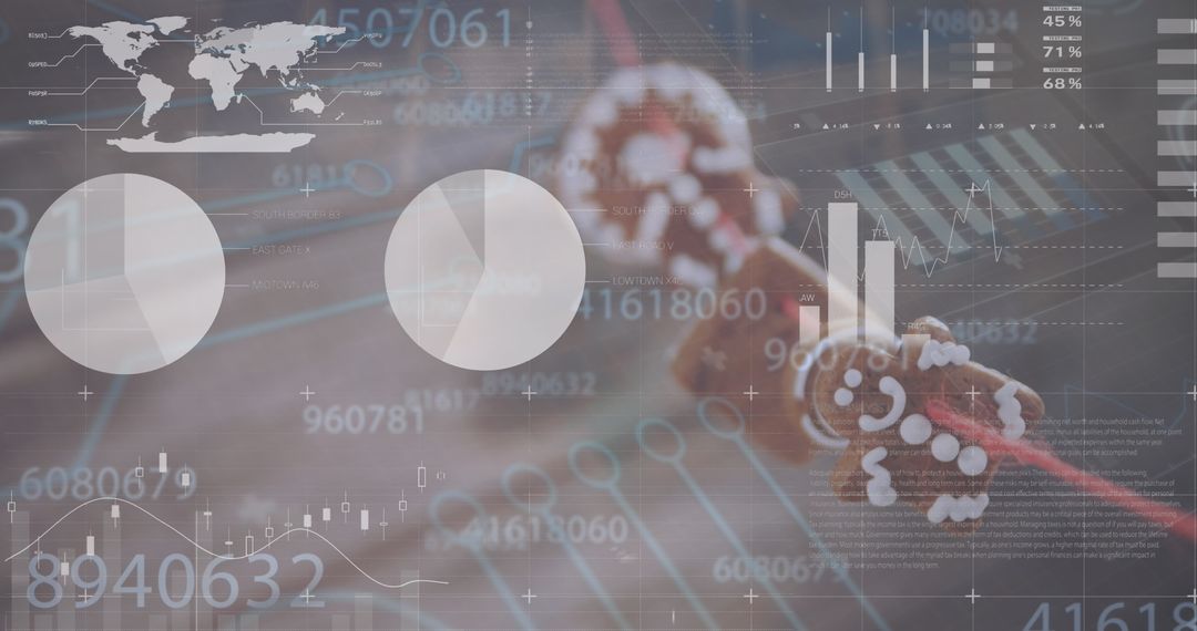 Digital Analytics Overlay with Christmas Festive Elements
