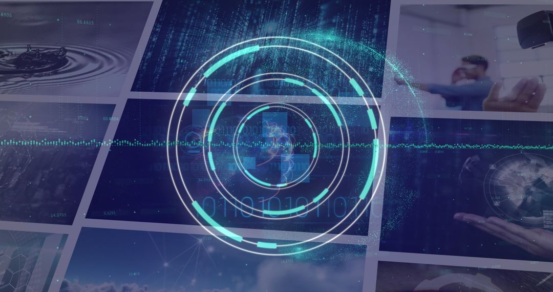 Digital interface with data processing visual elements