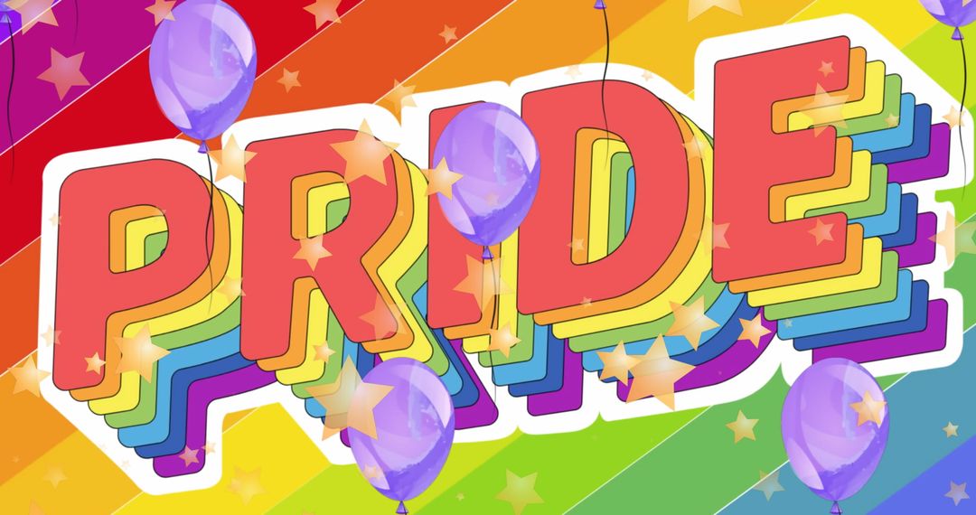 Pride celebration with vibrant balloons and rainbow background