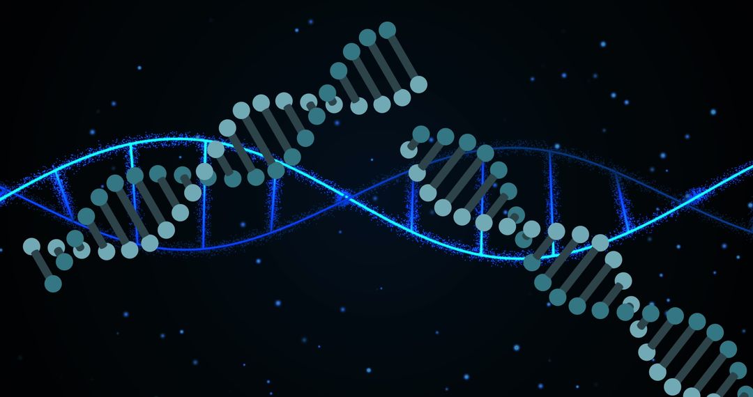 Digital Illustration of DNA Strands with Glowing Spots