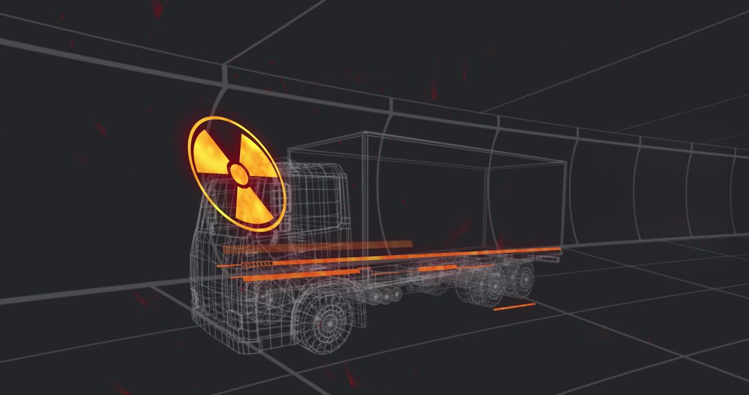 3D Model of Truck with Radiation Warning Symbol