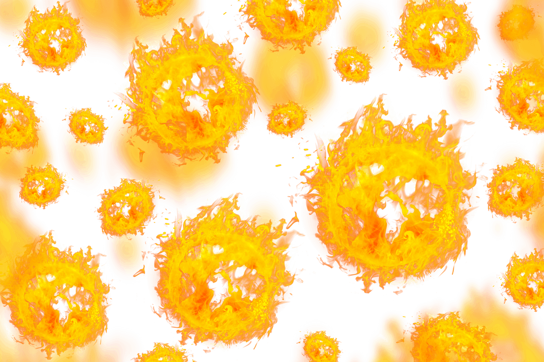 Fiery Digital Circles on Transparent PNG Background