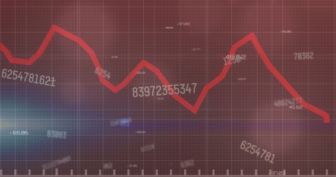 Declining Stock Market Graph with Red Trend Line