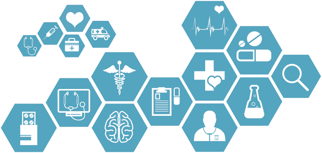 Digital Transparent Hexagons with Medical Icons Illustration - Download Free Stock Images Pikwizard.com