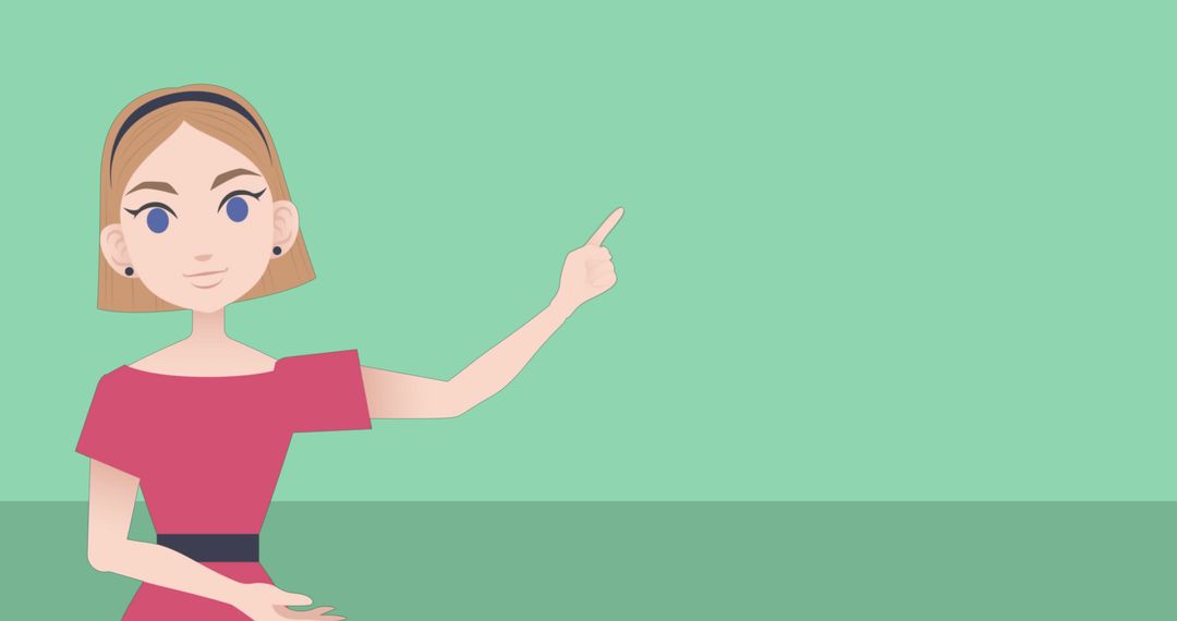 Cartoon Businesswoman Pointing with Blank Space