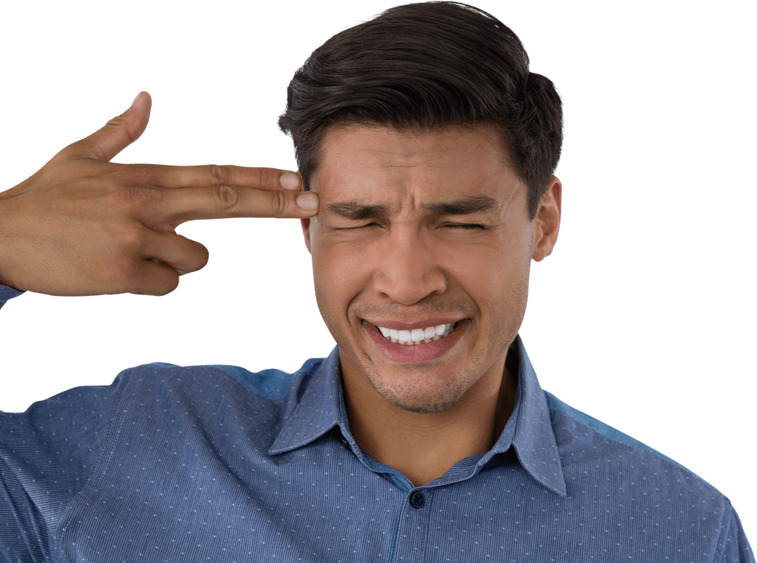 Frustrated businessman making transparent hand gesture