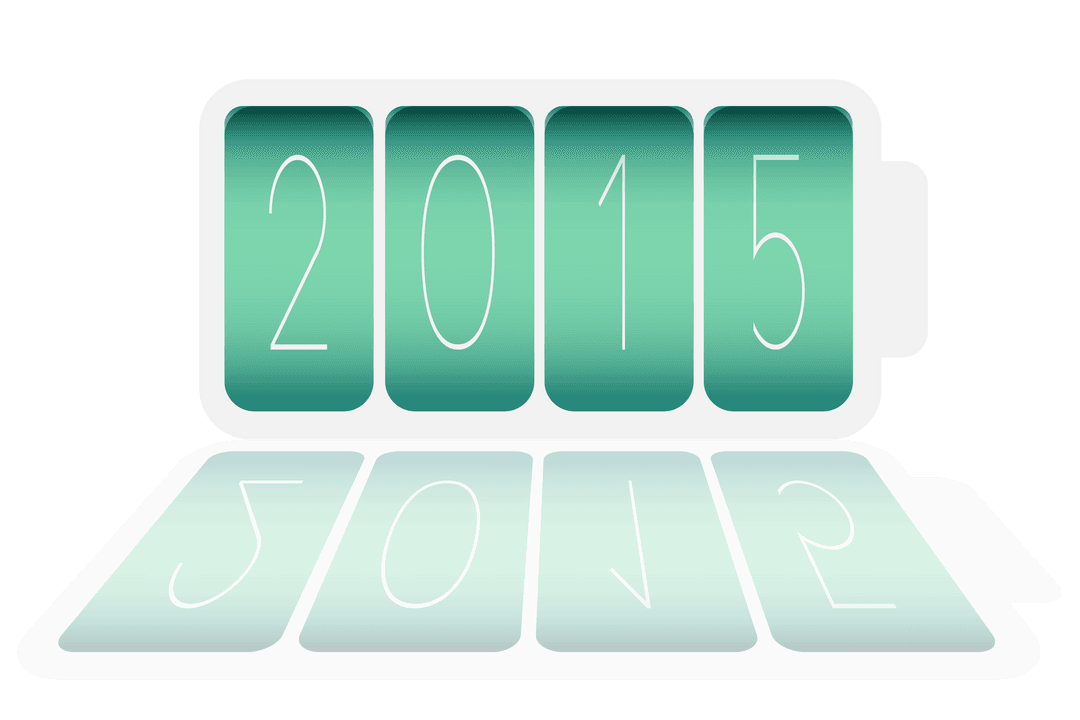 Transparent 2015 Text with Reflection for Celebrations