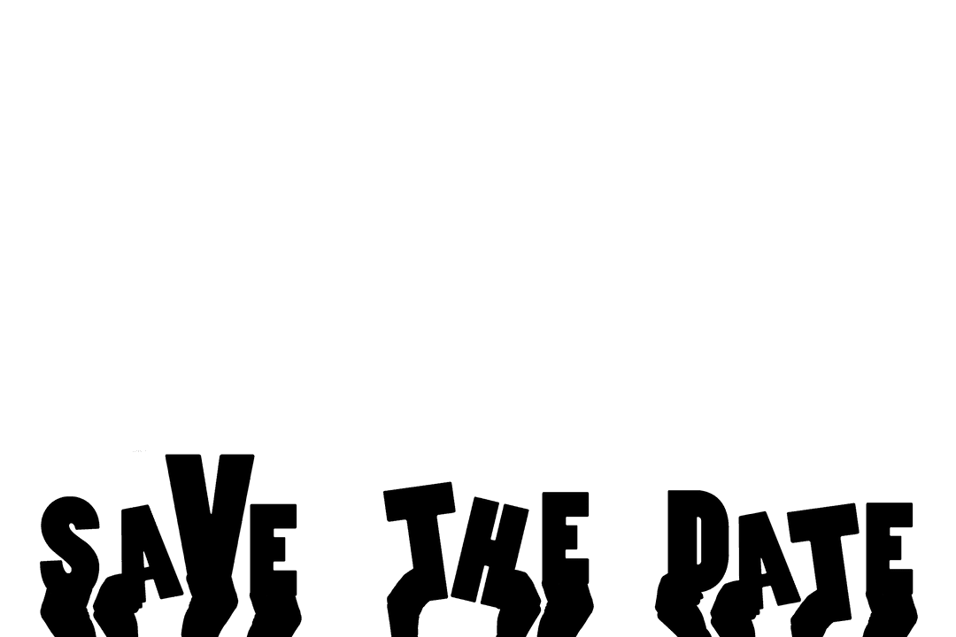 Digital Hands Holding Save The Date Banner on Transparent Background