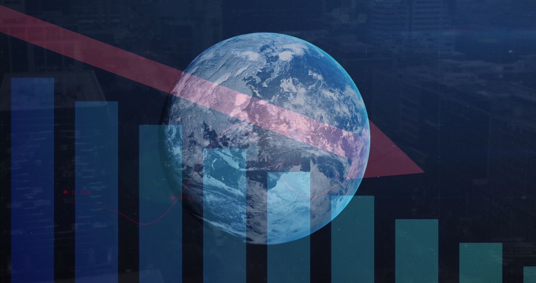Global Economic Downturn Concept with Declining Graph Over Earth