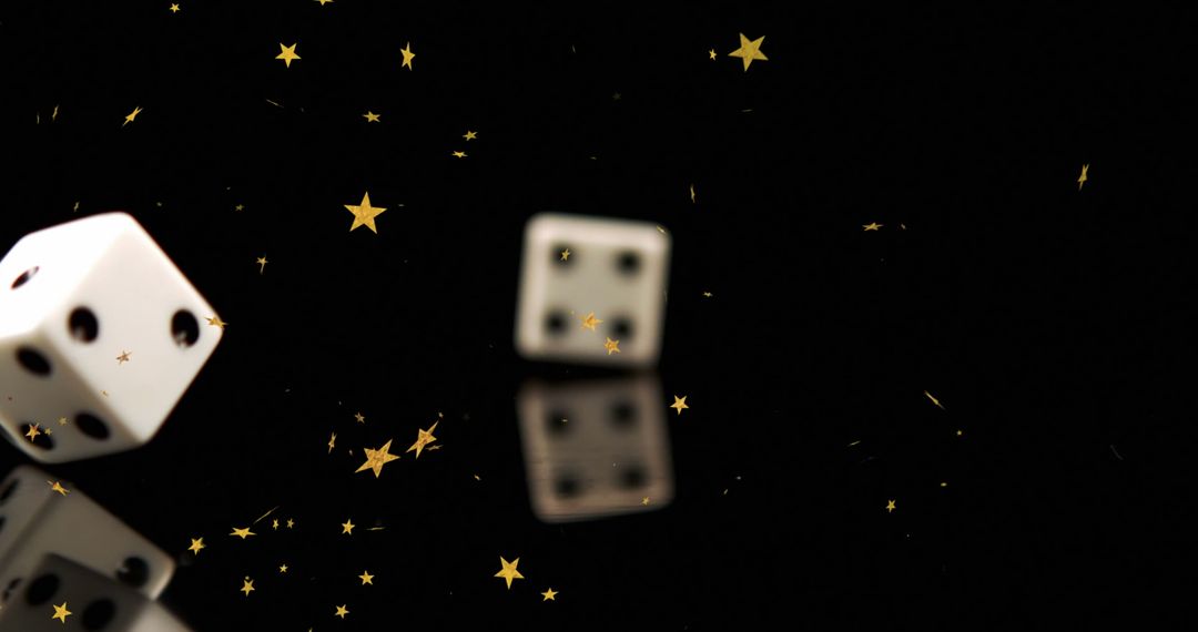 Falling Stars and Dice Symbolizing Chance and Luck