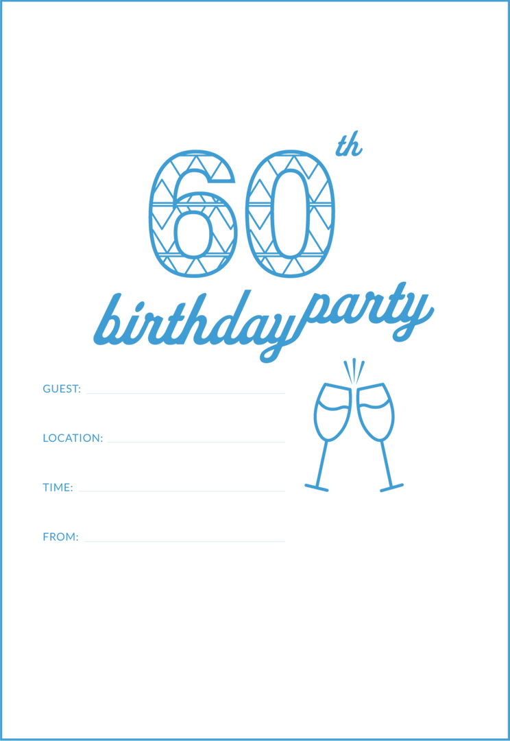 Transparent 60th Birthday Party Invitation Card with Celebration Icons - Download Free Stock Images Pikwizard.com