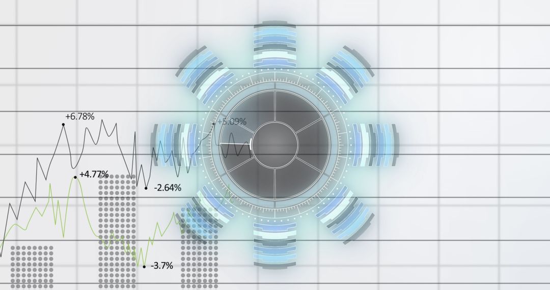 High-Tech Gear Overlays Statistics for Data Analysis Representation