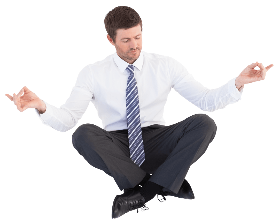 Transparent Business Meditating Lotus Pose in Suit