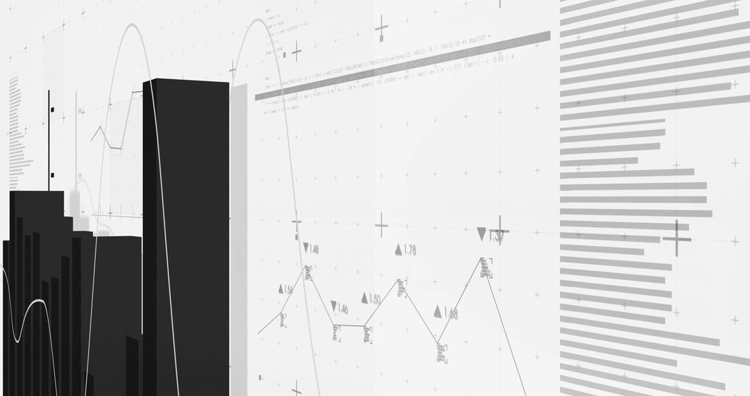 Abstract Financial Data Visualization in Black and White Design
