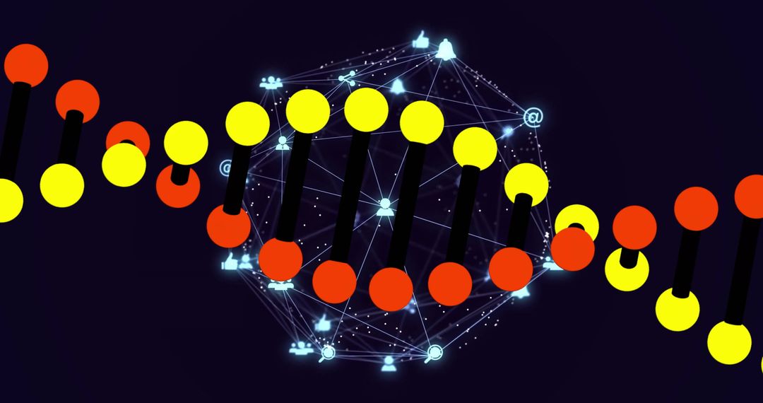 DNA Strand with Global Network Connections Concept