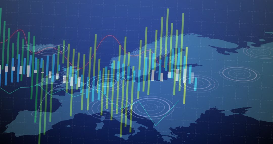 Global Financial Data Overlay on World Map for Business Analysis
