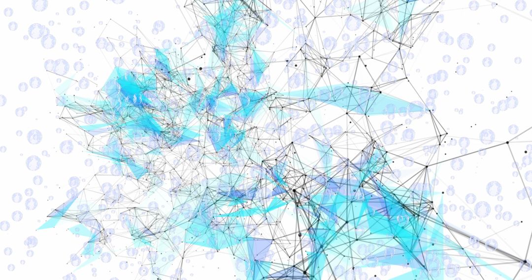 Abstract Digital Network with Bubbles on White Background