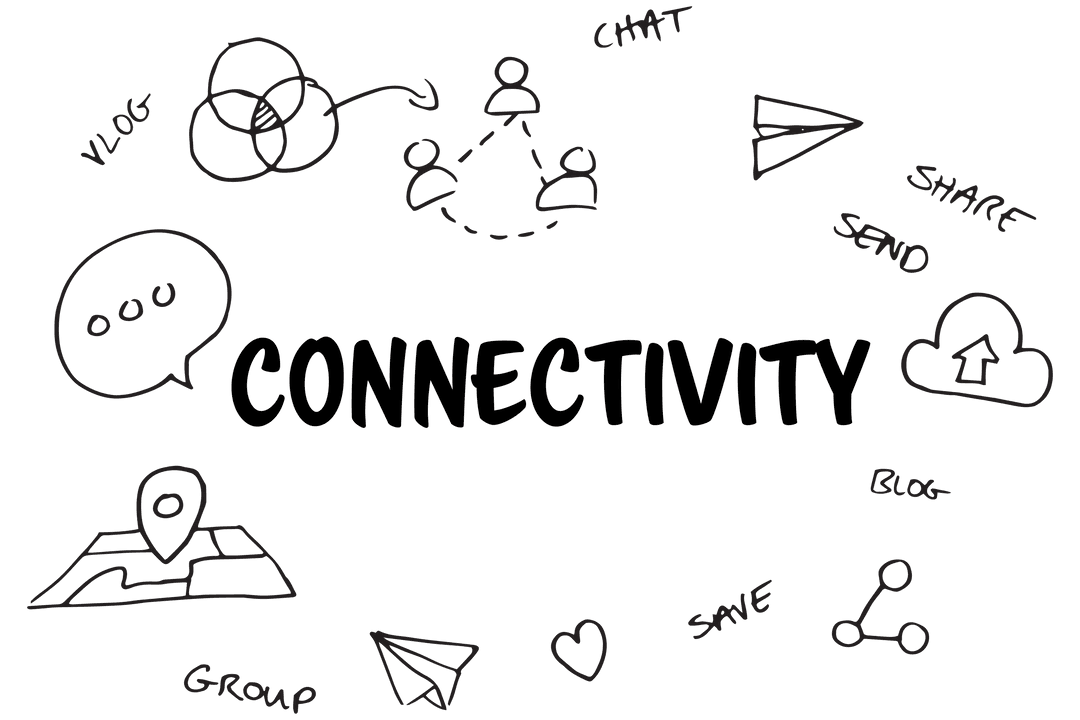 Digital Connectivity Illustrations on Transparent Background