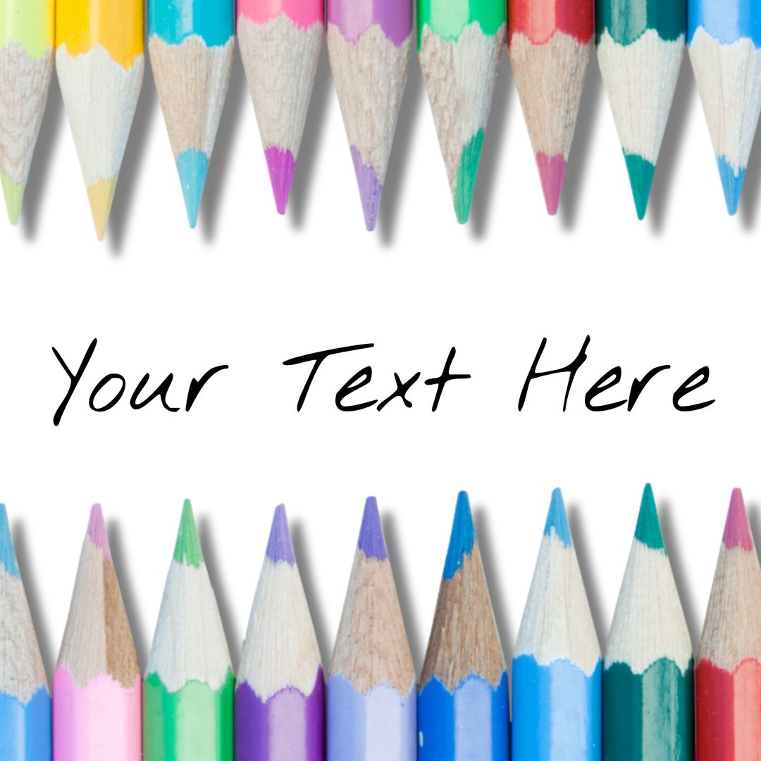 Colorful pencil frame design for custom text placement