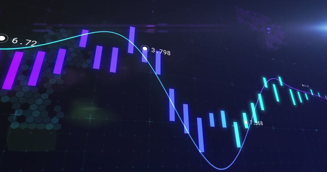 Abstract Financial Graph with Data Points over Digital Background