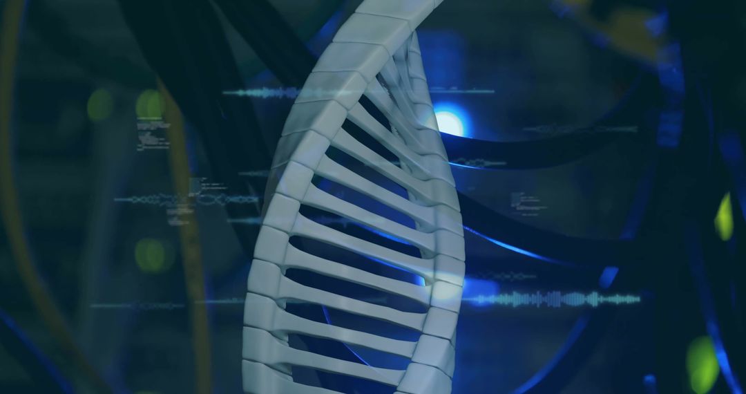 DNA Strand Illustrating Biotechnology and Data Interfaces